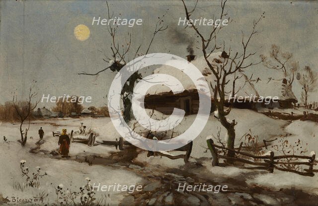 Cottages in Snow, c1890. Creator: Seweryn Bieszczad.