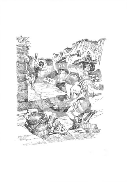 Roman soldiers quarrying stone, Hadrian's Wall, c1985-c2000. Artist: Philip Corke.
