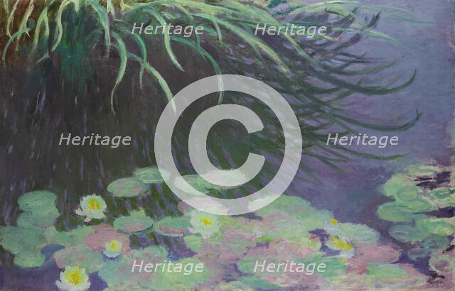 Nymphéas avec reflets de hautes herbes (Water lilies with reflections of tall grass), 1897. Creator: Monet, Claude (1840-1926).