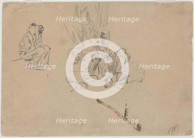 Two Soldiers Resting [verso], 1862. Creator: Winslow Homer.