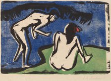 Bathing Couple, 1910. Creator: Ernst Kirchner.