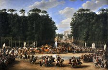 The marriage procession of Napoleon I and Marie-Louise crossing the Jardin des Tuileries on 2nd Apri Artist: Garnier, Étienne-Barthélémy (1759-1849)