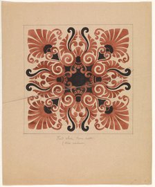 Design for a tile with palmet motifs, c.1850. Creator: Anon.