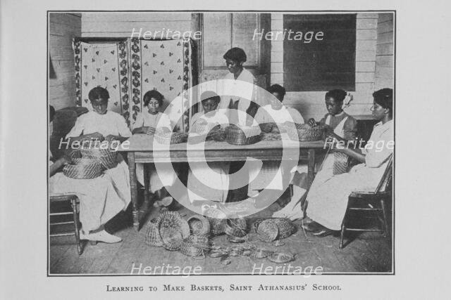Learning to make baskets; Saint Athanasius' School; [Brunswick, Georgia], (1923?). Creator: Unknown.