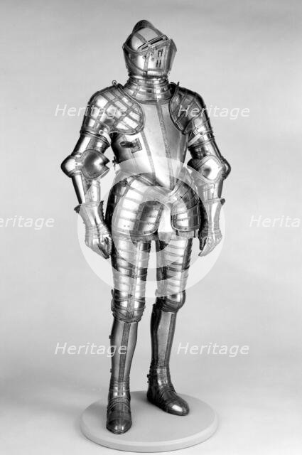 Field armour Probably of Sir John Scudamore (1541 or 1542-1623), British, c1587, restored 1915. Creators: Royal Workshops at Greenwich, Jacob Halder, Daniel Tachaux.