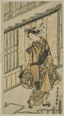 Young Woman Holding an Umbrella, c. 1750. Creator: Torii Kiyohiro.