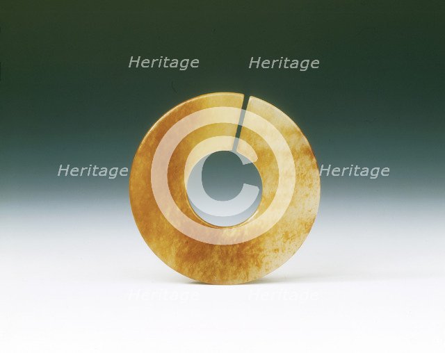 Jade slit disc, Western Han dynasty, China, 206 BC-8. Artist: Unknown