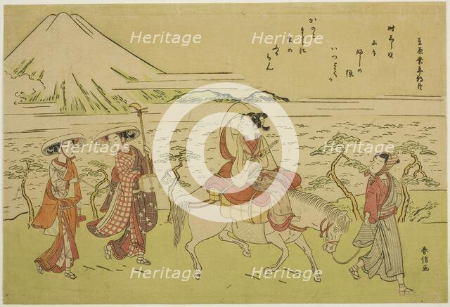 Parody of Ariwara no Narihira's journey to the east, c. 1767/68. Creator: Suzuki Harunobu.