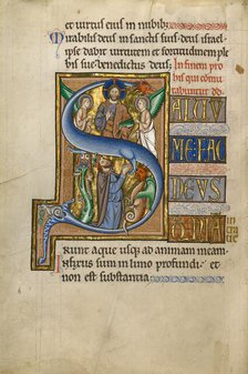 Initial S: David in Prayer; Psalter, after 1205. Creator: Master of Ingeborg Psalter.