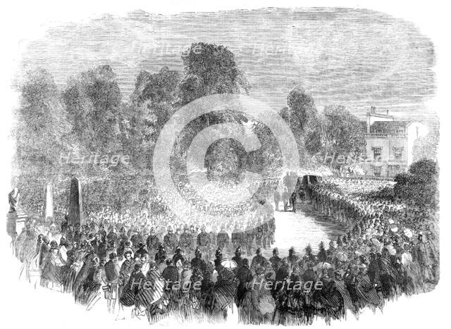 Funeral of Mr. Braidwood, the late Chief of the London Fire Brigade, in Abney-Park Cemetery, 1861. Creator: Unknown.