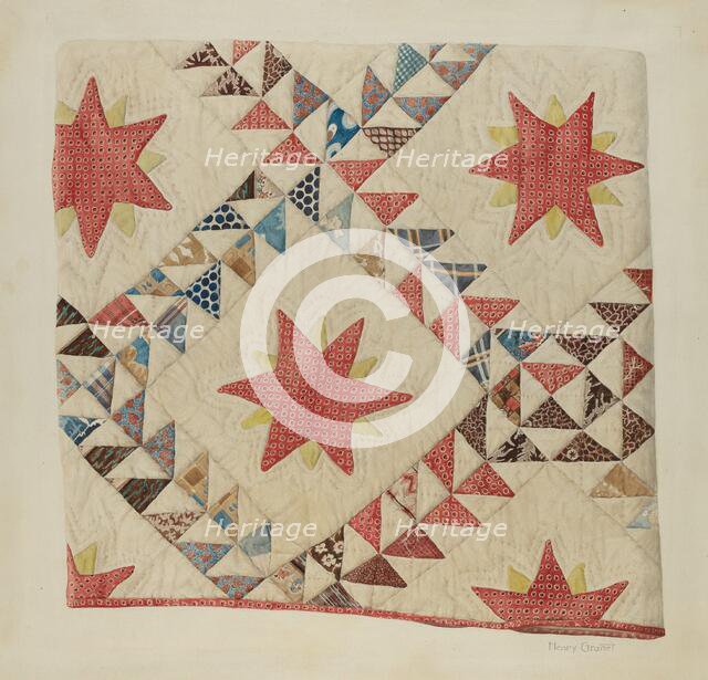 Quilt (Star and Triangle), 1935/1942. Creator: Henry Granet.