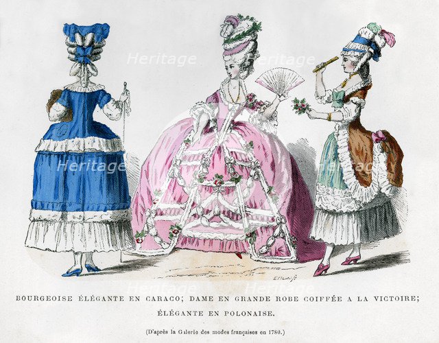 French women's fashions, 1780 (1882-1884). Artist: Unknown
