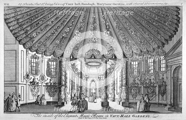 Interior view of the music room in Vauxhall Gardens, Lambeth, London, c1752. Artist: Anon