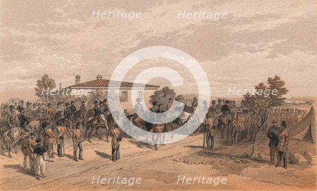 'The Funeral Cortege of Lord Raglan Leaving Head Quarters', 1856. Artist: Thomas Picken.