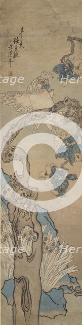 Parrot in flower tree, 1835-1893. Artist: Ren Xun.