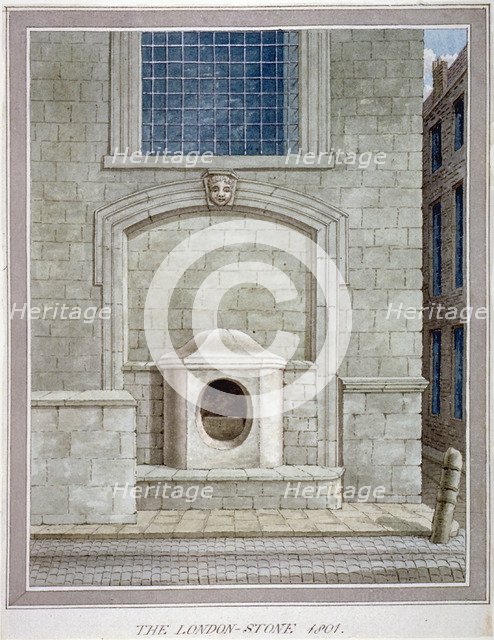 The London Stone, Cannon Street, City of London, 1801. Artist: Anon