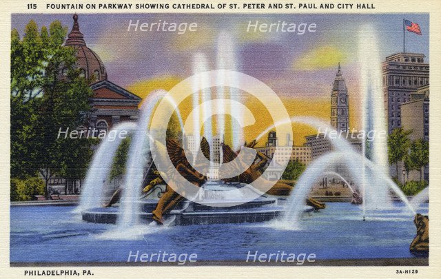 Fountain of Parkway, Philadelphia, Pennsylvania, USA, 1933. Artist: Unknown