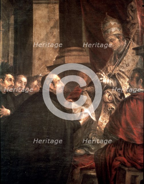 St. Ignatius of Loyola at the feet of Pope Paul III, in the event of the approval of the Society …