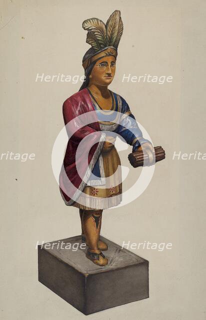 Cigar Store Indian, 1935/1942. Creator: Flora Merchant.