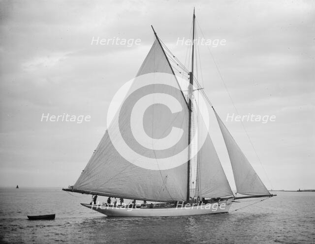 The Volunteer, trial trip, under way, (1887?). Creator: Unknown.