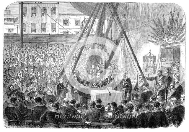 Laying the foundation-stone of the new building in connection with Freemasons’ Hall, 1864. Creator: Unknown.