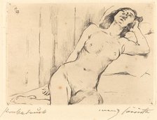 Ruhende Dreiviertel Akt (Reclining Female Nude), 1911. Creator: Lovis Corinth.