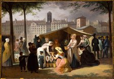 Flower market, 1839. Creator: Jean-Francois Demay.