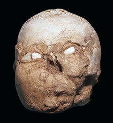 Skull from Jericho, modelled with plaster and shells. Artist: Unknown