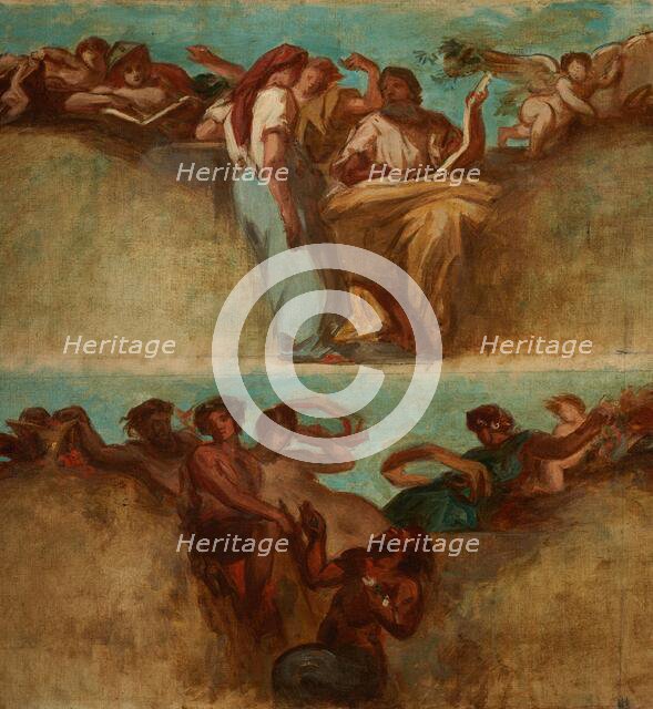 Esquisse pour le salon du Roi du Palais Bourbon - La Justice. L'Industrie, begins 1849 ends 1854. Creator: Pierre Andrieu.