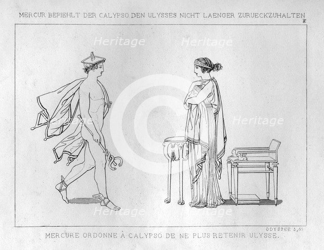 Hermes orders the nymph Calypso to release Odysseus, c1833. Artist: Unknown