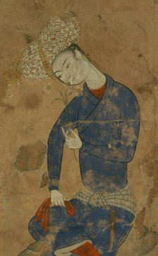 Young Man with a Flower, 11th century AH/AD 17th century. Creator: Unknown.