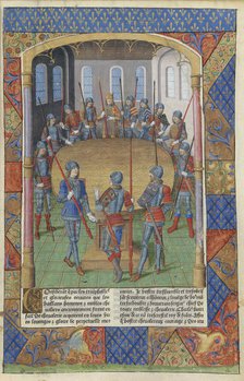 Lancelot du Lac. Le roi Arthur et les chevaliers de la Table ronde, 1494. Creator: Master of Jacques de Besançon (active 1480-1510).