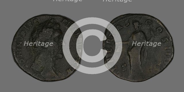 Sestertius (Coin) Portraying Emperor Antoninus Pius, 155-156. Creator: Unknown.