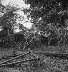 Abandoned coaches and wagons...old blacksmith shop, Wray Plantation, Greene County, Georgia, 1937. Creator: Dorothea Lange.