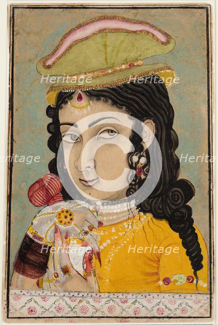 A European Lady holding a bottle and cup, c. 1710-20. Creator: Unknown.