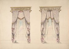 Design for Pink and White Curtains with Gold Fringes, and Gold and White, early 19th century. Creator: Anon.