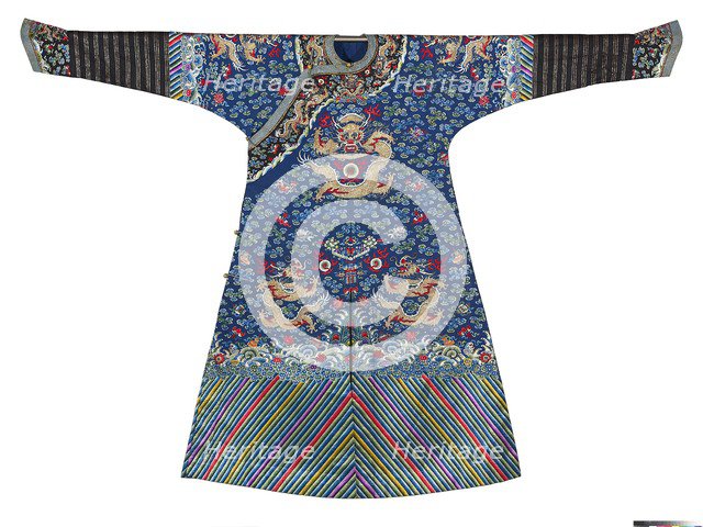 Man's formal robe with clouds and dragons, 19th century. Artist: Unknown.