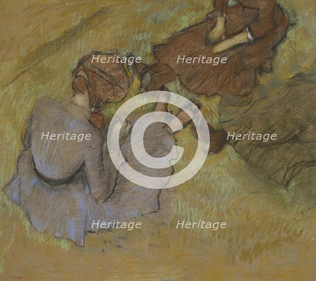 Femmes assises sur l'herbe (Women sitting on the grass), c1882. Creator: Degas, Edgar (1834-1917).