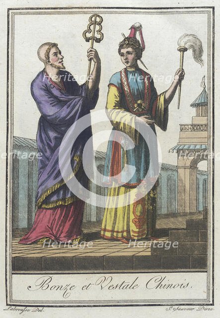 Costumes de Différents Pays, 'Bonze et Vestale Chinois', c1797. Creators: Jacques Grasset de Saint-Sauveur, LF Labrousse.