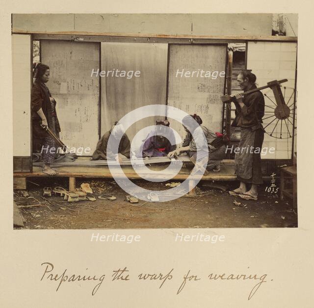 Preparing the Warp for Weaving, about 1873-1883. Creator: Shinichi Suzuki I.