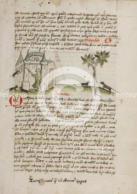 A Man Chasing Mice Away from his House; Fables, third quarter of 15th century. Creator: Unknown.