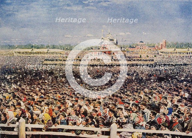 Khodynka Field on 18 May 1896, 1899. Artist: Makovsky, Vladimir Yegorovich (1846-1920)