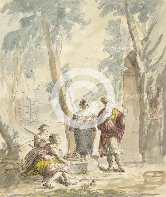 Abraham receives the three angels, 1677-1755. Creator: Elias van Nijmegen.