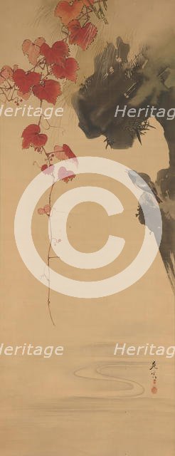 Leaves and Bird, 19th century. Creator: Shibata Zeshin.