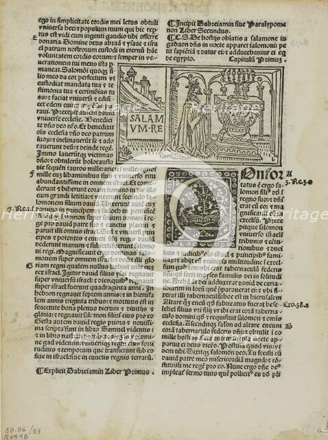 King Solomon in Prayer from Biblia cum tabula (also called Biblia Latina or Mallermi’s Bible)..., 19 Creator: Monogrammist b.