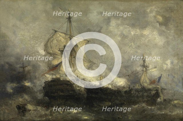 A Naval Battle, 1880. Creator: Hendrik Frans Schaefels.