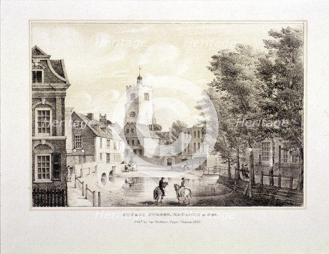 Church Street in 1790, Hackney, London, 1835. Artist: Anon