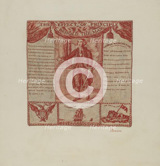 Printed Textile of George Washington, c. 1939. Creator: Joseph Lubrano.