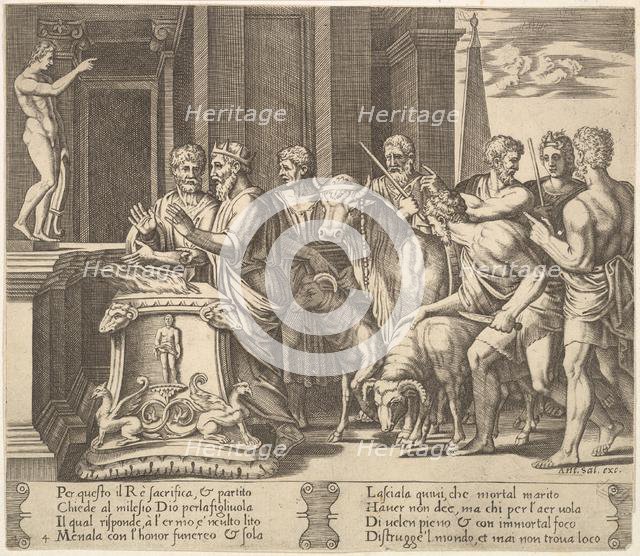 Plate 4: Psyche's father consulting the oracle, from 'The Fable of Psyche', 1530-60. Creator: Master of the Die.
