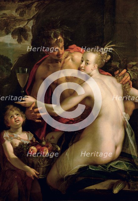 Bacchus, Ceres and Amor, ca. 1600. Artist: Aachen, Hans von (1552-1615)